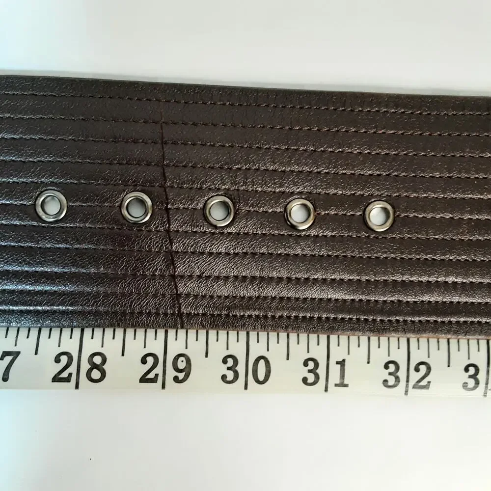 💎Armani Exchange Womens Dark Brown Wide Ribbed Leather Belt Size XS Soft